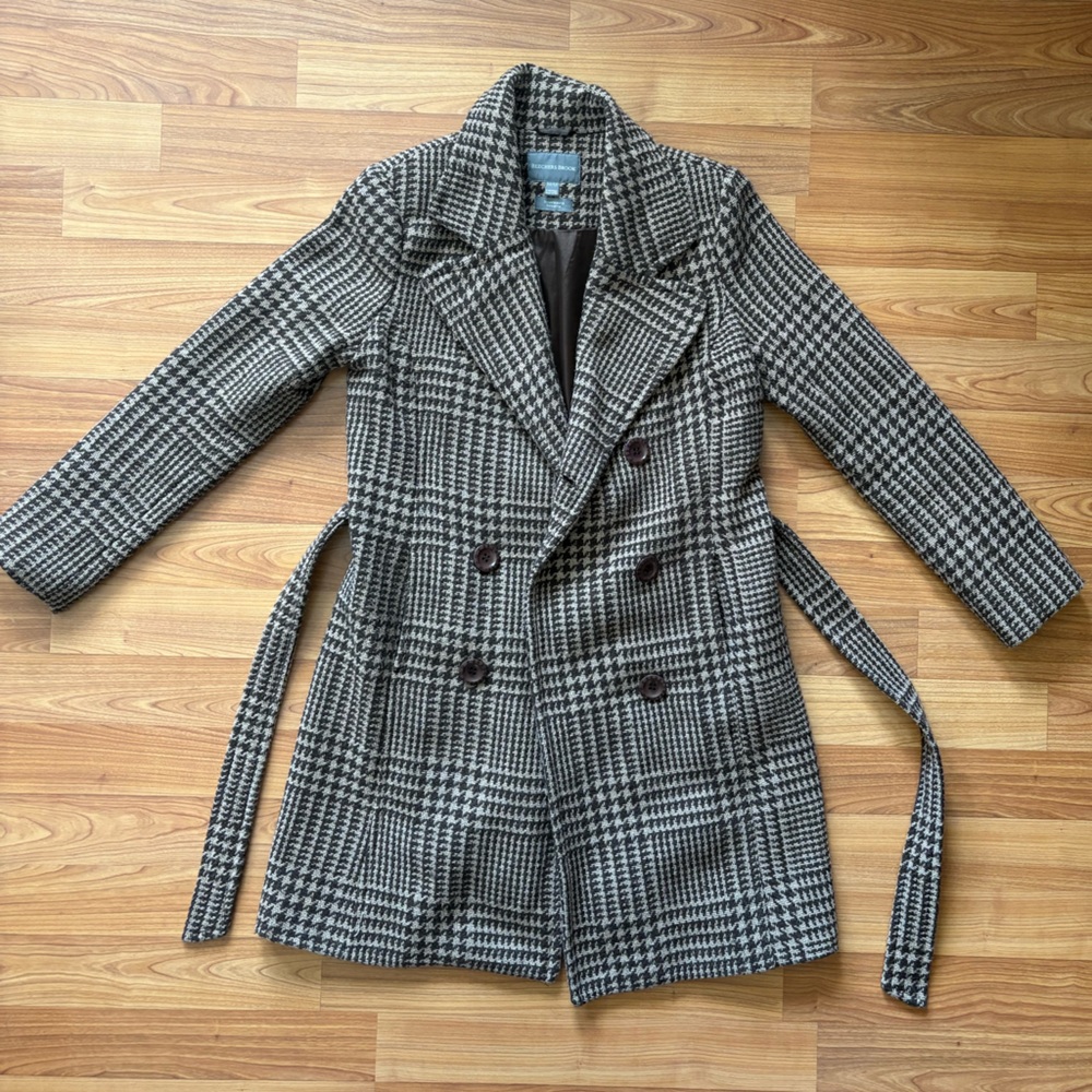Plaid Double-Breasted Pea Coat